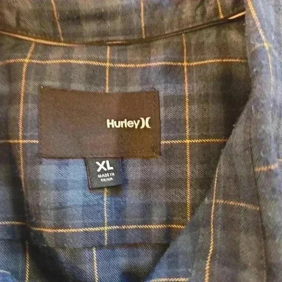 Hurley Nike Dri-Fit Mens Long Sleeve Plaid Button Down Blue Size XL - Picture 5 of 10